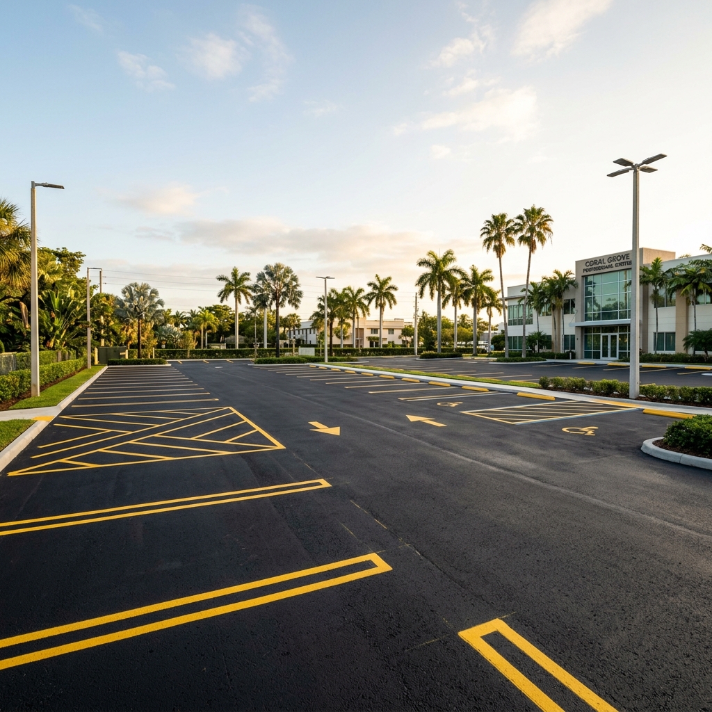Commercial asphalt repair near Bergeron Rodeo Grounds in Davie